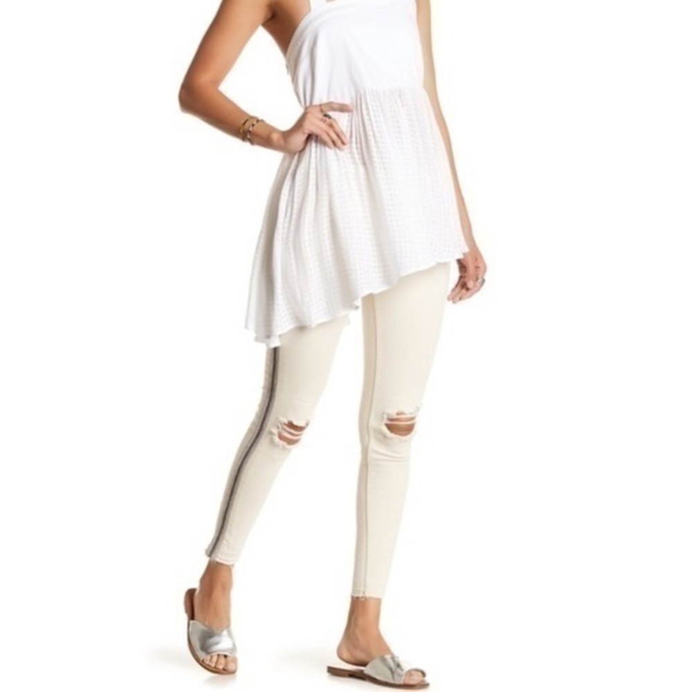 Free People Side Bead Embellished  Skinny Jean